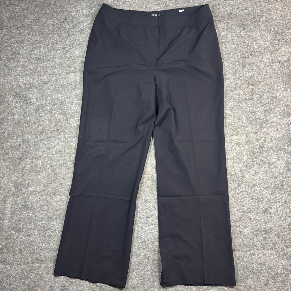 Lafayette 148 Dress Pants Womens 12 Navy Flat Front Flare Career Virgin Wool
